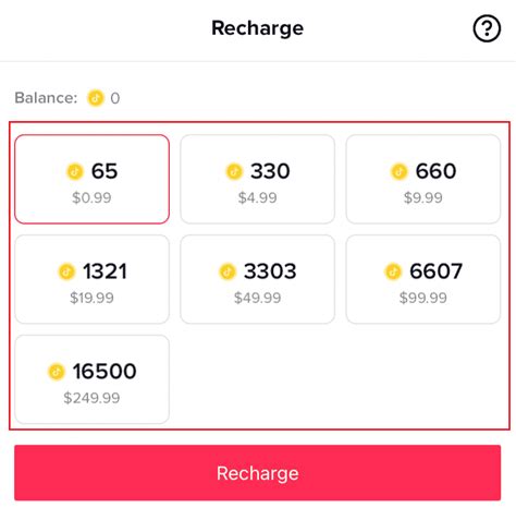 tiktok coins recharge